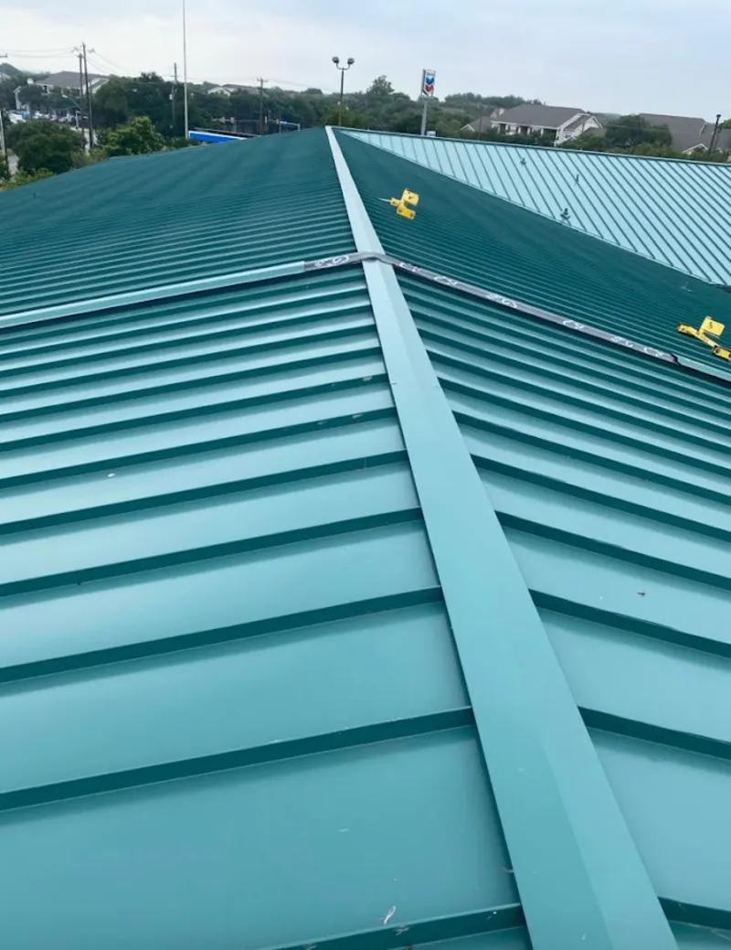 Green commercial metal roof ridge and valley for Metal Roof Repair in Ohio